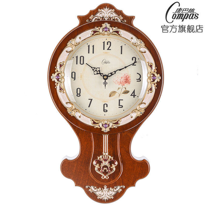 Combas European Clock Wall Clock Living Room Muted Creative Clock Vintage Pastoral Quartz Clock
