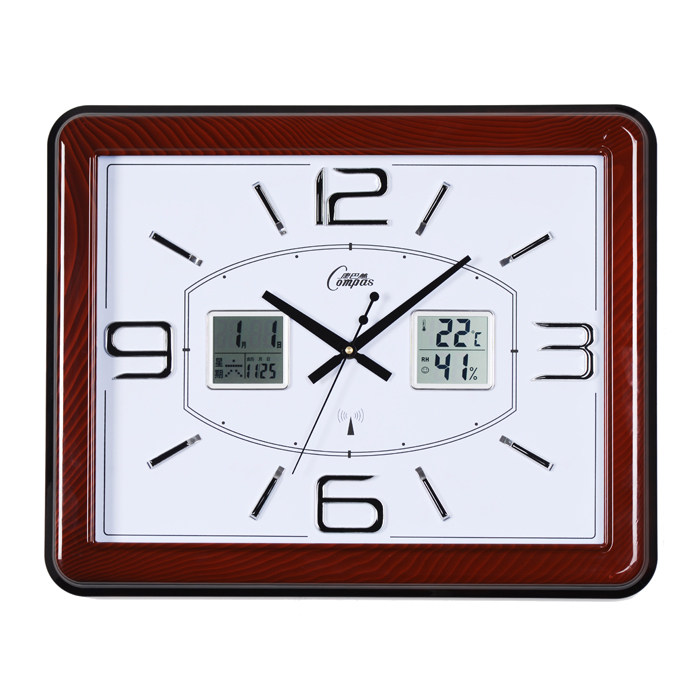 Kangba watch Living room bedroom creative wall clock Silent scan hygrometer three generations of smart radio clock