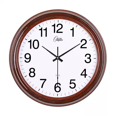 Kangba Si watch Living room bedroom creative metal wall clock mute scan European retro imitation wood grain radio clock
