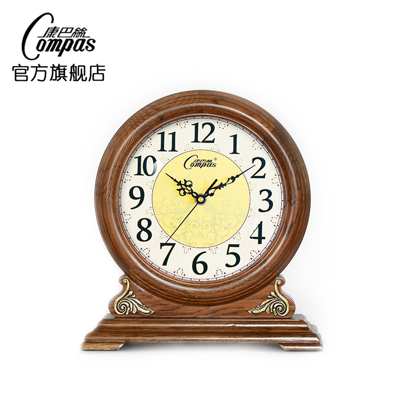 Kangba Silk European solid wood table clock Radio clock movement American Chinese style table clock Living room bedroom clock