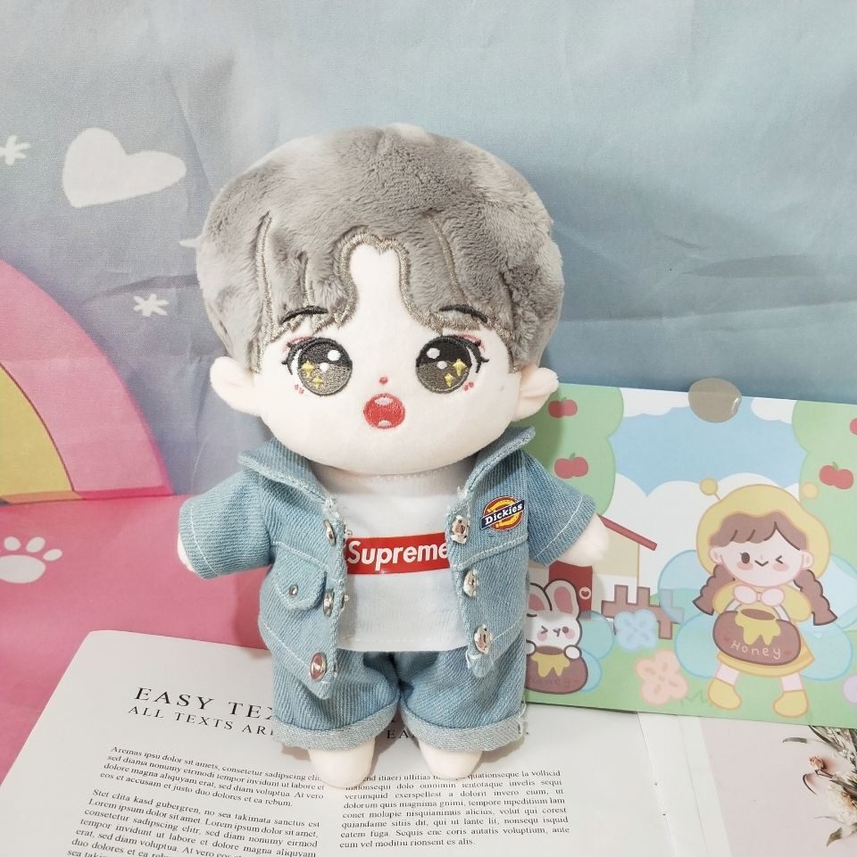 20cm Baby Clothes Star Humanoid Doll Clothes Trend Denim Suit No Property Doll Replacement Dress