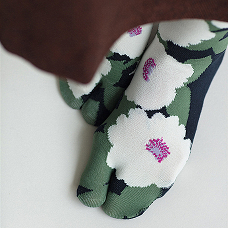 Socks bunk Japanese SOUSOU Foot Pocket Toe Socks Two Toe Socks High Silo Pure Cotton Toe Socks herringbone towed