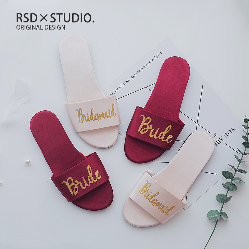 @RSD wedding red wedding bride bride slippers satin wedding in indoor summer