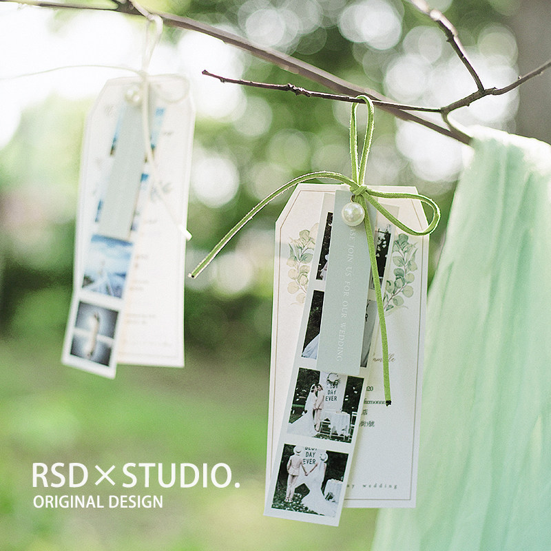 Wedding Invitation Cambodia 2020 Festive Invitation Letter Wedding Eu Style Creative Net Red style High-end Ins and Wind Custom Green