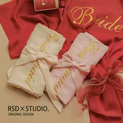 French unique high sense custom wedding bridesmaid group bride sling morning robe women's slippers summer wedding gift box