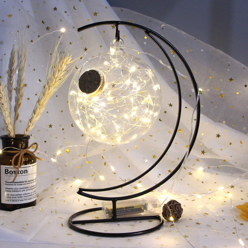 Luminous star glass bottle lucky star empty bottle hanging bottle wooden stopper bottle Valentine's Tanabata creative gift