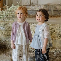 Girls thin air-conditioned blouse lace cardigan childrens princess with skirt and shawl girls summer style outerwear