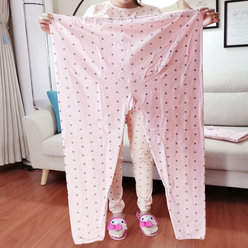 150kg Plus Size Maternity Autumn Pants Pure Cotton Extra Large Pregnancy Underpants Belly Support Maternity Pants Sleepwear Set