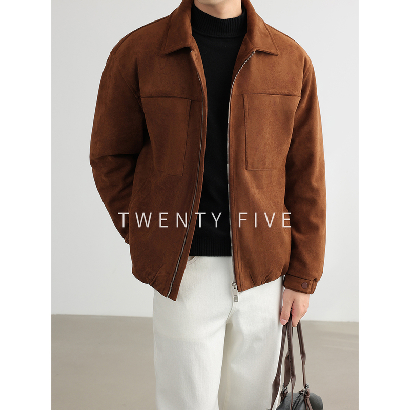 Old Money Style Men's Faux Suede 90% White Duck down Jacket, Vintage Winter Large Patch Pocket Warm Thickened Jacket Coat Old Money Style Men's Faux Suede 90% White Duck down Jacket, Vintage Winter Large Patch Pocket Warm Thickened Jacket Coat