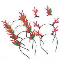Christmas glowing antler hairclip elk red hairpin female flocking antler children selling germination card hair accessories