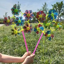 Large Peacock six-wheel sequin windmill colorful small windmill square park stall hot sale childrens toys