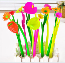 Stationery cute simulation plant flowers soft glue silicone gel pen pen small gift wholesale 1 round