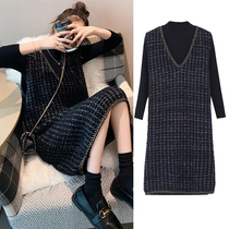 Pregnancy Woman Dress 2022 Autumn Winter Dress Foreign Air Display Slim Horse Chia Suit Net Red Fashion Wear and Dress Individuality Spring And Autumn