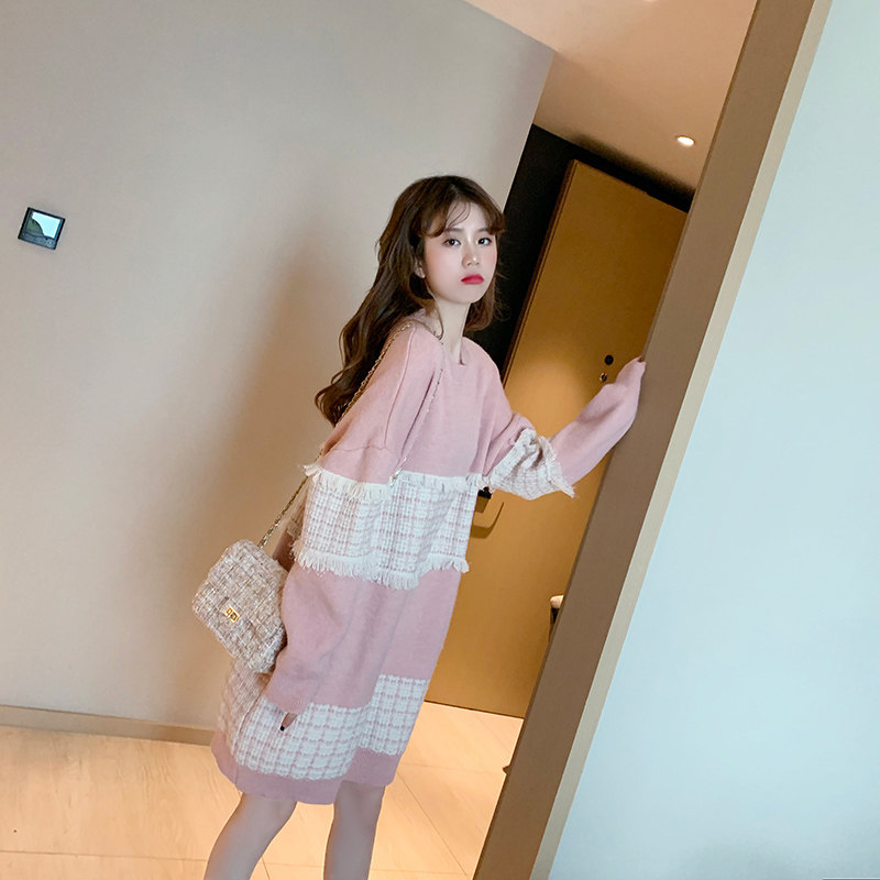 Pregnant woman autumn and winter clothing Ocean Pie knit Knitted Dress Nets Red fashion Spicy Mothers Outside Wearing a Slim Sweater and Bottling Boom