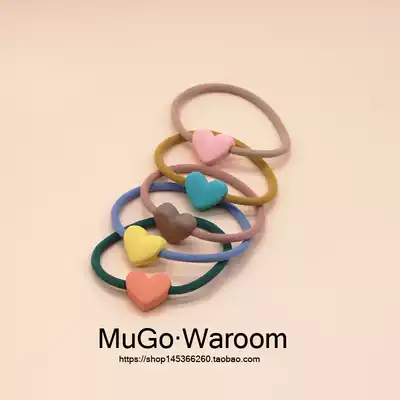 MuGo Korean frosted love girl heart basic hair ring Simple hair ring Hair ring High elastic rubber band hair ornament
