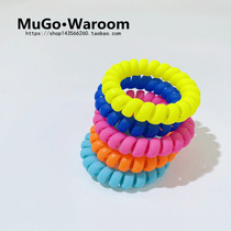 MuGo Korean Dongdaemun fluorescent color hair ties a set of 5 simple and playful phone cord hair ties with ponytail rubber bands