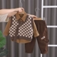 MSWZ New Sweater Grid Ribbon Three -Piece Brown Brown