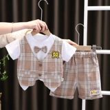 Летняя одежда, детский комплект, пиджак классического кроя, летние шорты, штаны, в западном стиле, короткий рукав, 1-3 лет