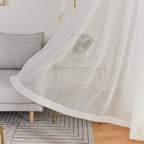 Custom Japanese style Nordic new cotton vertical stripes white window curtain curtain curtain simple style living room bedroom