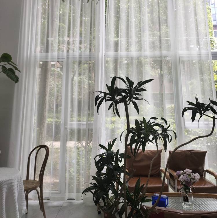 ins Nordic minimalist modern cotton linen yarn curtain white yarn curtain finished product living-room bedroom floating window floor balcony