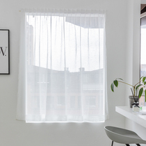 Customized punch-free magic paste self-adhesive ins style white gauze curtain hemp yarn curtain partition bay window balcony