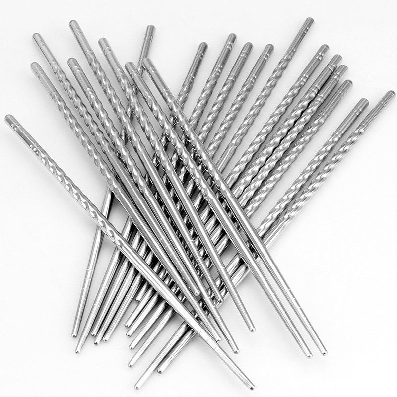 Special price stainless steel chopsticks ten pairs of metal chopsticks non-slip anti-scalding hollow 10 Double fit 23cm Domestic cutlery Quick