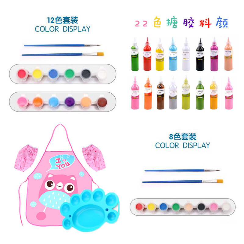 Premired plaster doll painting special acrylic paint apron brush 8-color paint strip doll brush palette