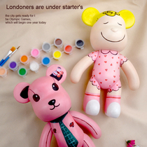 Violent Bear Handle Diy Painting Dollbirthday Gift White Embryo Color Non-gypsum Bottom Prestige Gift