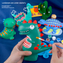 Children colored toys non - gypsum dolls color deposit cans white embryo painting diy hand - painted graffiti enameled dinosaurs