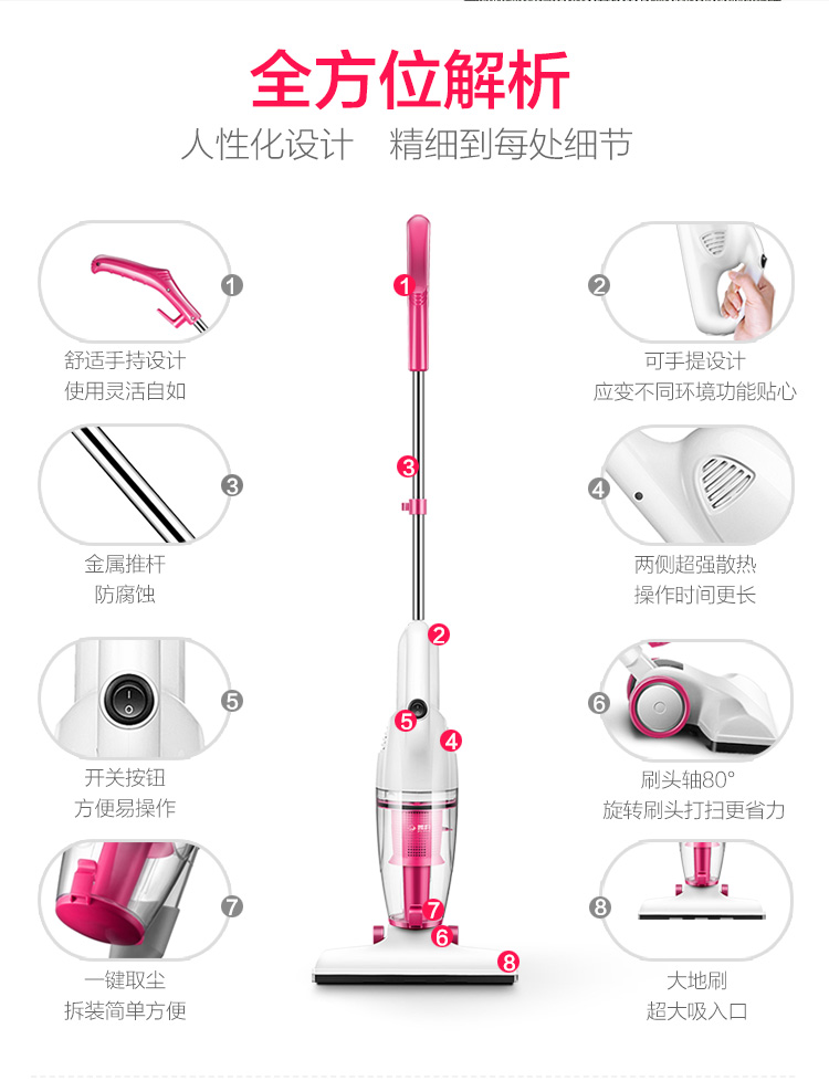 Máy hút bụi cáp gia đình của Đức vật nuôi lông cầm tay đẩy thanh mạnh mẽ ngoài công suất nhỏ nhỏ - Máy hút bụi máy hút bụi nhỏ
