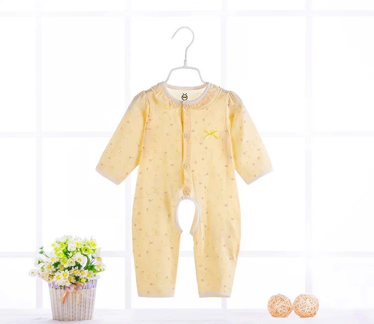 Babyiesies sợi tre mùa hè mỏng phần cotton quần áo trẻ sơ sinh quần áo dài tay điều hòa không khí quần áo mùa hè - Áo liền quần