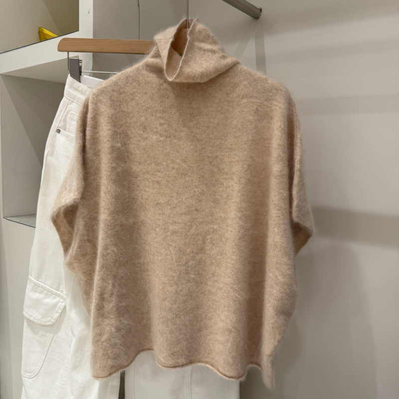 99135 Korean Style Brushed High-Neck Cape Shawl Knit Sweater for Women, Autumn 26, Batwing Sleeve, Loose and Versatile Sweater Top 99135 Korean Style Brushed High-Neck Cape Shawl Knit Sweater for Women, Autumn 26, Batwing Sleeve, Loose and Versatile Sweater Top