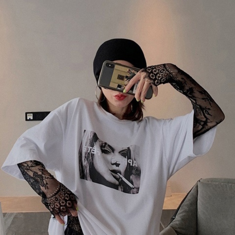 Lace Shirt Worn under a New Summer Plus-Size Top, Trendy Eyelash Hollow Mesh Gauze Shirt, Black Long-Sleeved Bottoming Shirt for Women
