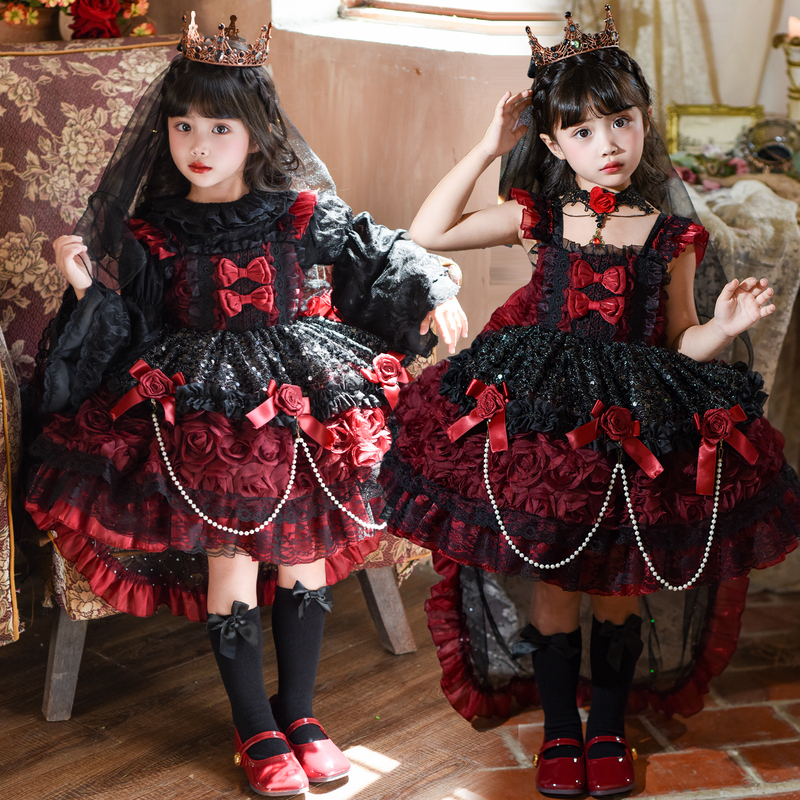 Halloween Lolita Girl Birthday Dress Children's Vampire Dark Gothic Style Performance Cosplay Costume