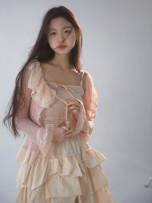 taobao agent Rose island to Rose Island Kasaki Kasaka Sakura knitted shoulder -lit wooden cardigan spring and summer