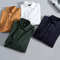 Демисезонная вельветовая рубашка для отдыха, с вышивкой, увеличенная толщина