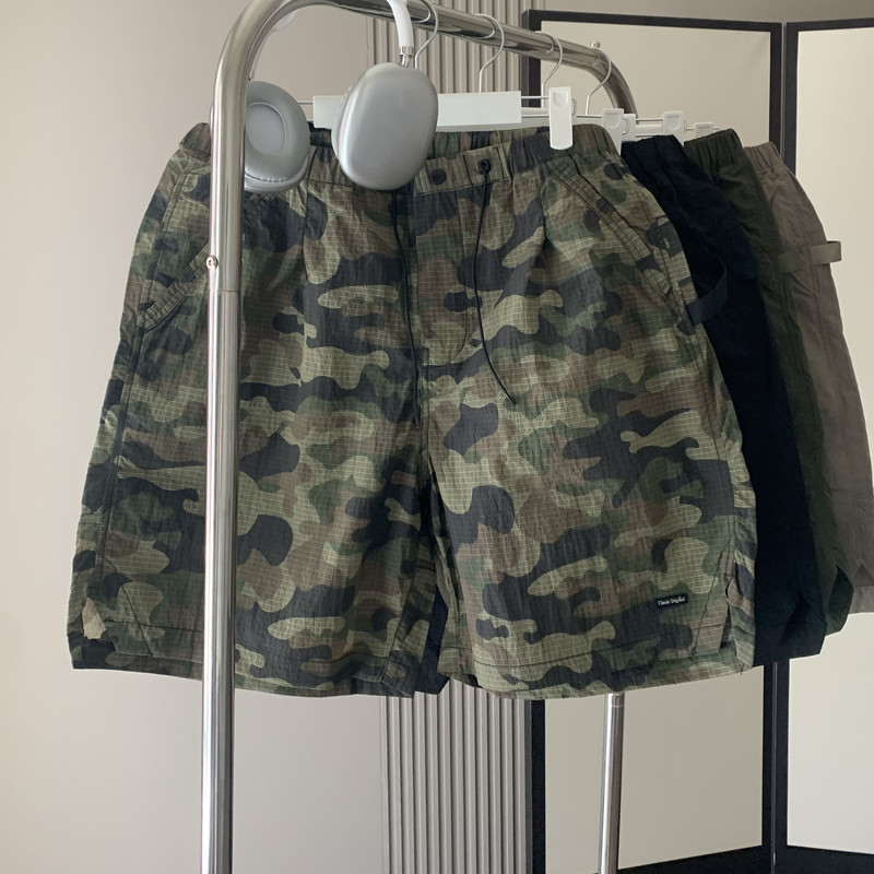 American-Style Camouflage Quick-Drying Waterproof Work Shorts for Men, Summer Trendy Loose Wide-Leg Five-Point Pants, Sports Beach Shorts
