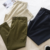 Twill Anti-wrinkle Yarn Card Fabric Spring Autumn Mens Brief Pure Color 100 Hitch Fit Straight Barrel Casual Pants 90% Pants