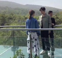 For the rest of my life please teach Lin Zhi School Yang Zi the same dress Denim jacket Polka dot lotus leaf irregular dress female