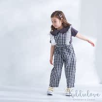 Kiddielove Japanese childrens clothing bRoom cotton two-way lace strap jumpsuit