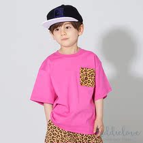 Kiddielove Japanese childrens clothing X-largeKids cotton BAO WENlogo color matching casual T-shirt