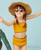 Kiddielove Japanese Childrens Clothing BEAMS Elastic Stretch Casual Retro Girls Split Swimsuit