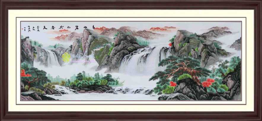 Suzhou Embroidery Su Embroidery Finished Silk Thread Hung Painting Decoration Painting Gift Living Room Background Landscape Painting Autumn Water Billian Sky