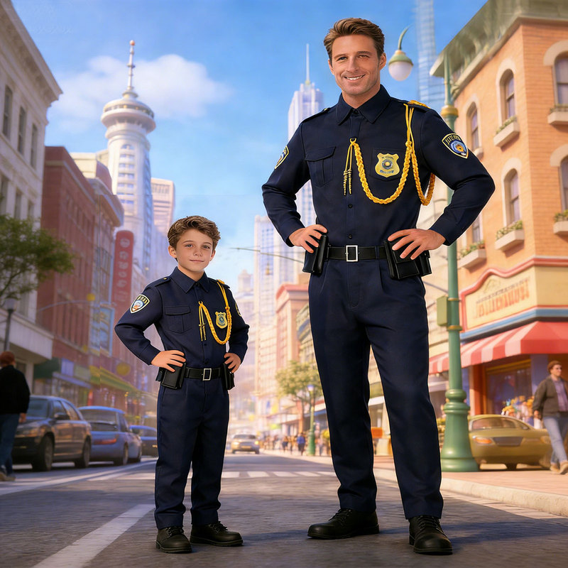 Zootopia 2 Nick the Fox Police Officer Costume Set for Children, Men, Adults, Parent-Child Outfit, Cosplay Police Uniform