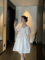 Vis gold French retro backless puffy dress women Summer waist thin bubble sleeves can salt sweet long skirt