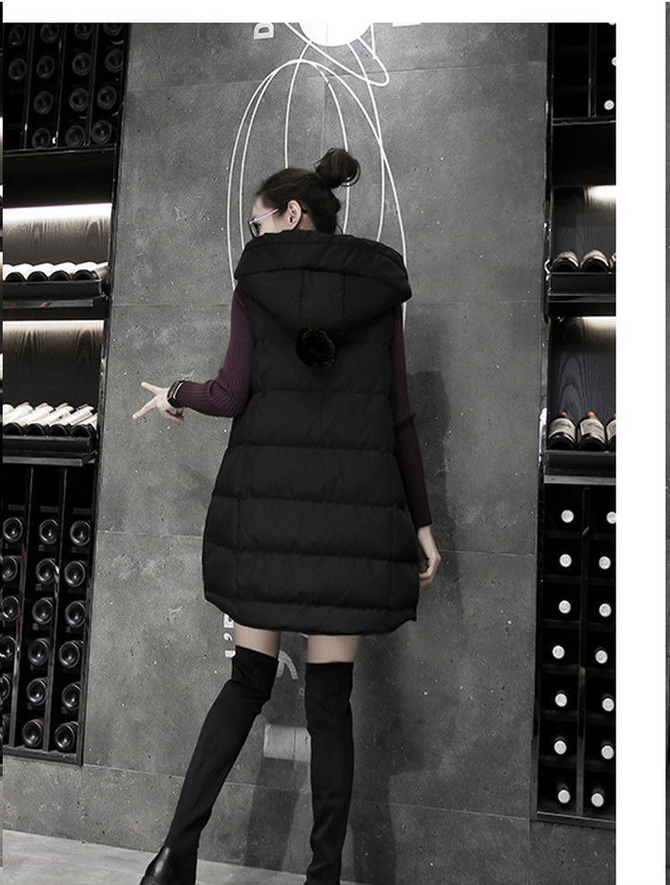 2018 đội mũ trùm đầu bông vest nữ phần dài của bông lỏng xuống áo vest áo khoác mỏng là chic triều dày áo phao nữ dáng ngắn hàn quốc