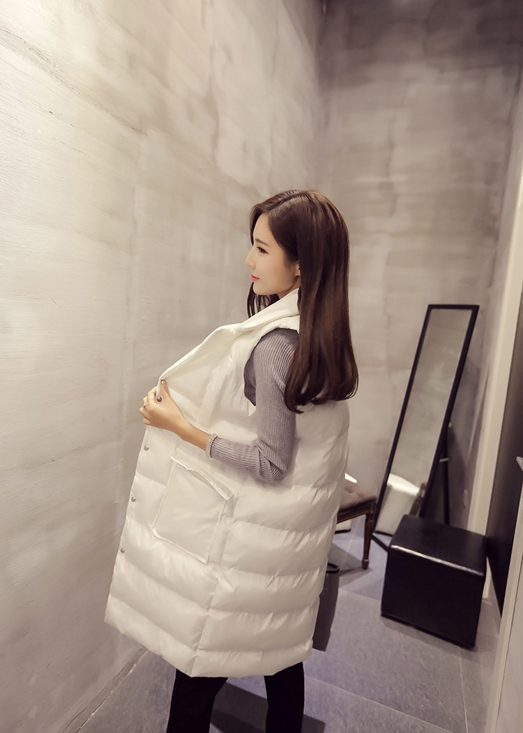 Áo khoác vest nữ châu Âu xuống mùa đông dài phần phiên bản Hàn Quốc 2018 mới sóng mùa thu và mùa đông màu đen áo vest quần áo thời trang nữ