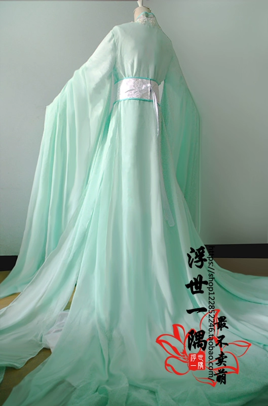 Đổ dốc màu xanh lá cây tuyệt đẹp trang phục nữ cosplay quần áo cos tay rộng chụp ảnh Tsing Yi ánh sáng trắng / Jiang Chenyu / Baguio - Cosplay
