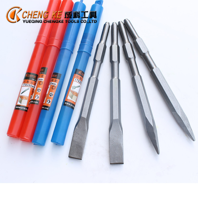 Electric pick chisel Long hex handle pointed chisel Flat chisel chisel drill head Chisel 17*280 electric pick pick head real shot