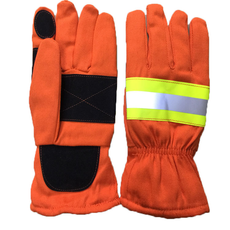 Rescue and rescue gloves fire orange yellow waterproof anti-oil flame retardant warm and high temperature Pan Tai thickened with reflective strips